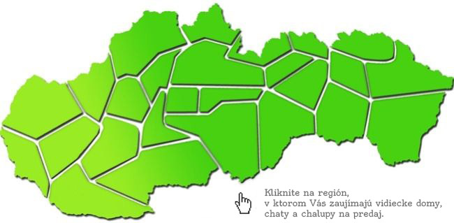 Mapa Slovensko - Romantické chalupy na predaj